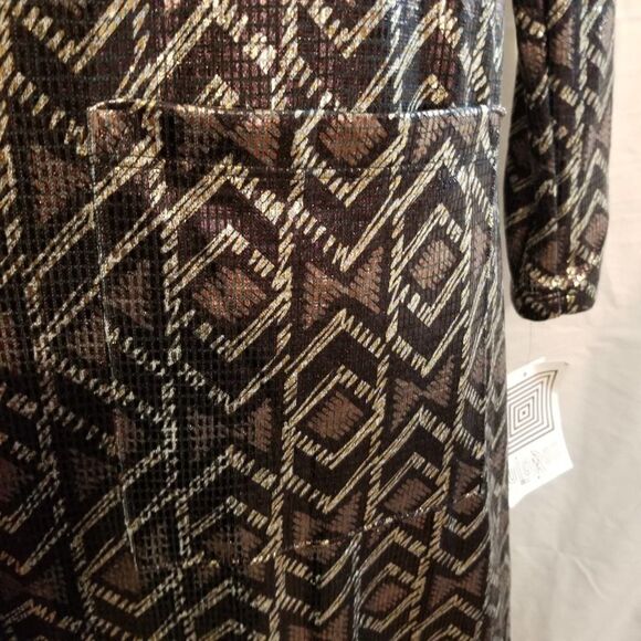 LuLaRoe Brown Sarah Metallic Aztec Chevron Cardigan - Picture 3 of 8